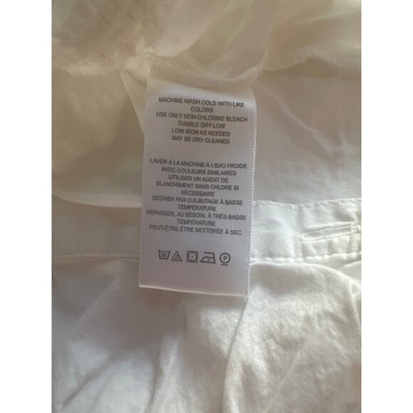 Urban Outfitters White Ruched Long Sleeve Button-Up Crop Shirt XS - Picture 8 of 8